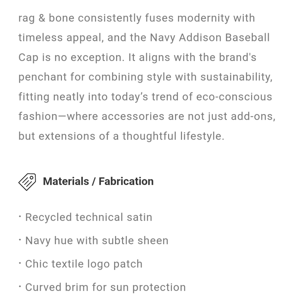 Rag & Bone Addison Strapback Baseball Cap Navy Unisex Adjustable Designer New - Picture 10 of 10